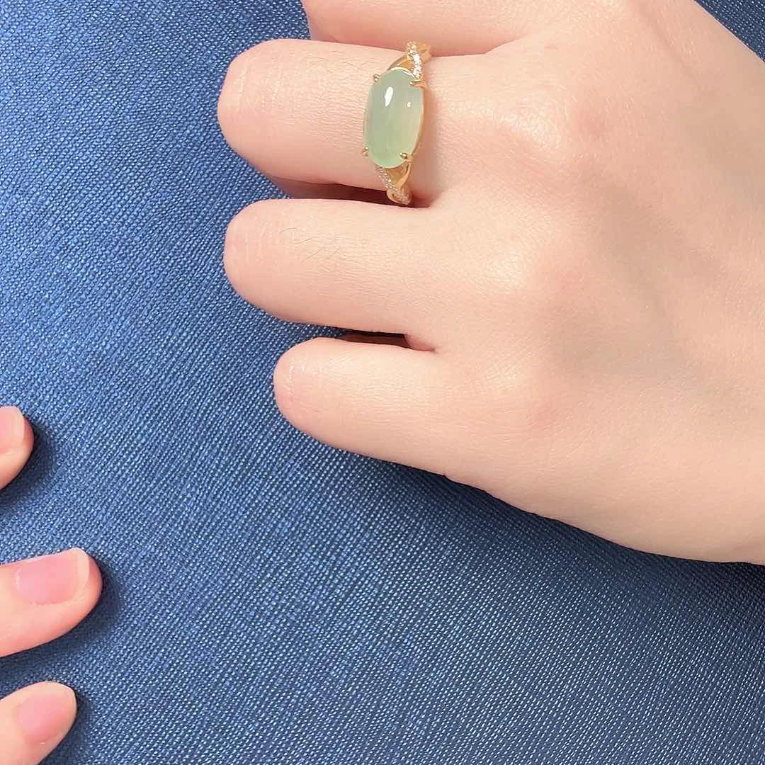 翡翠戒指银S925镶嵌绿