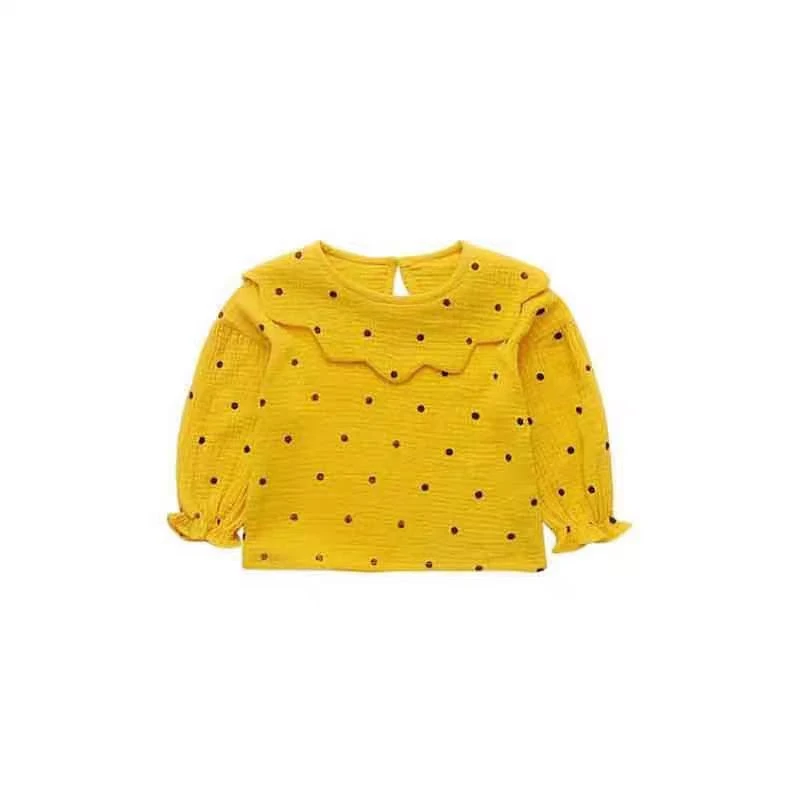6845黄色波点女宝宝春秋新款韩版儿童洋气小女孩上衣