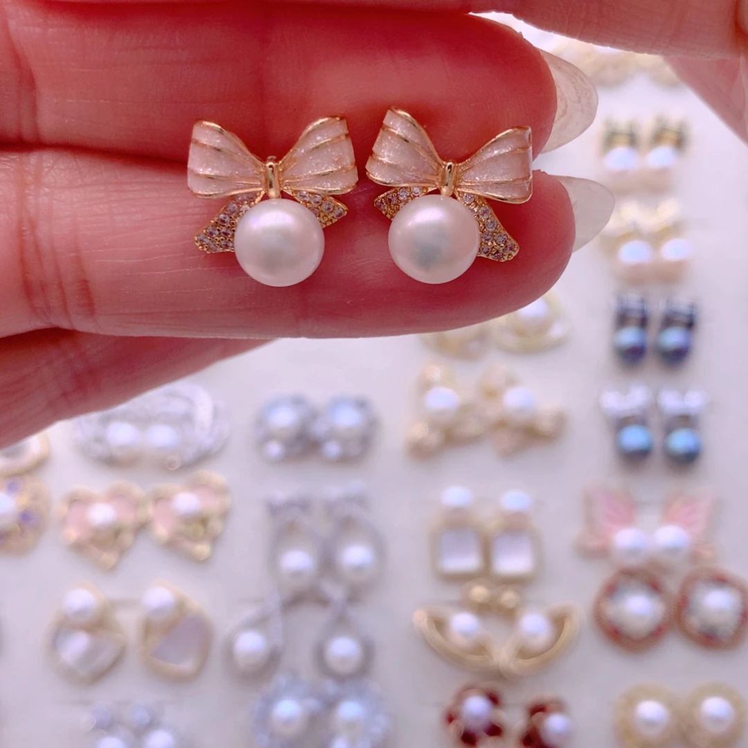 淡水珍珠合金耳饰