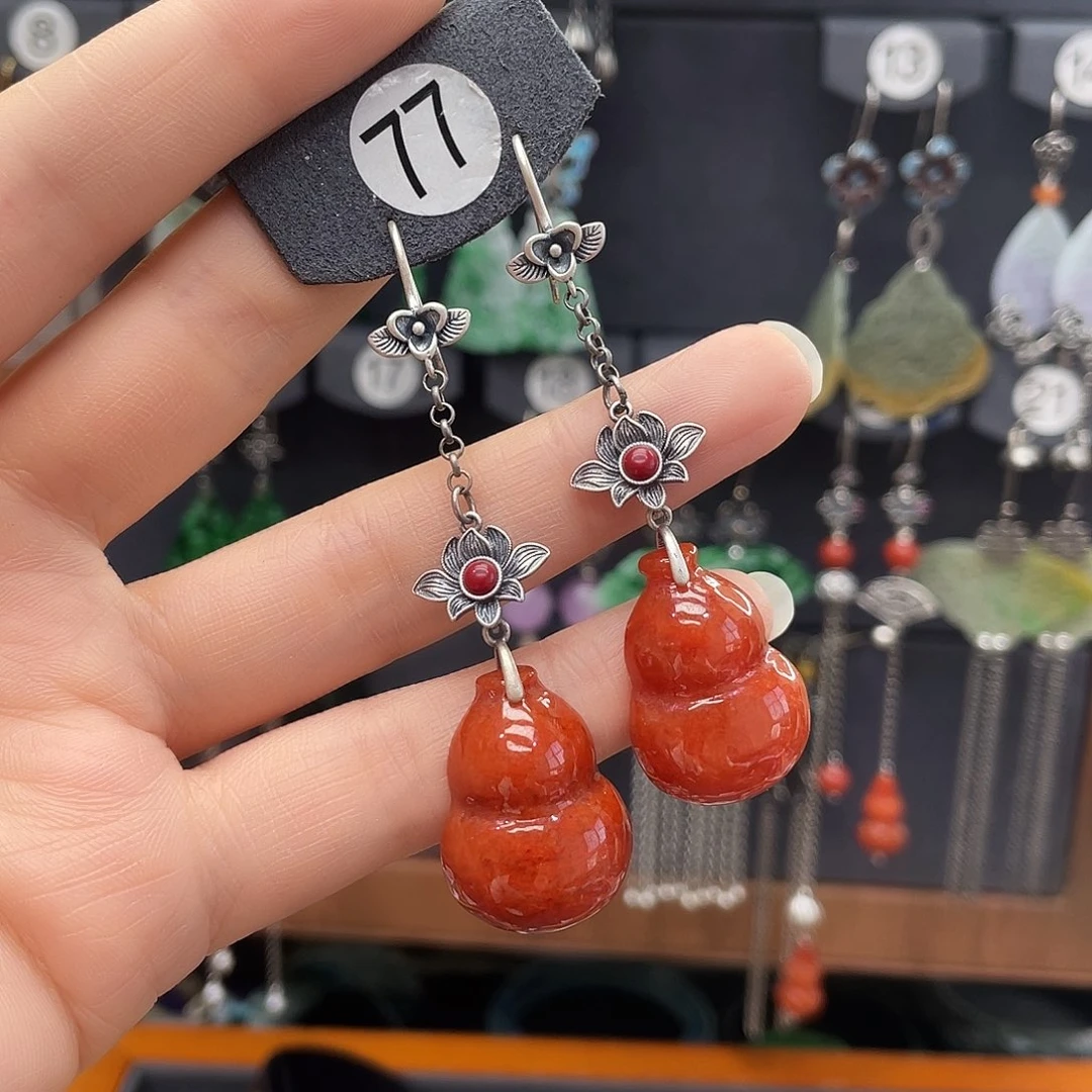 翡翠耳饰银S925镶嵌佩****.360gbnnhhj