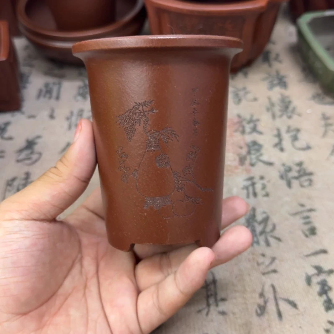 紫砂花盆6.5x10内经紫砂花盆