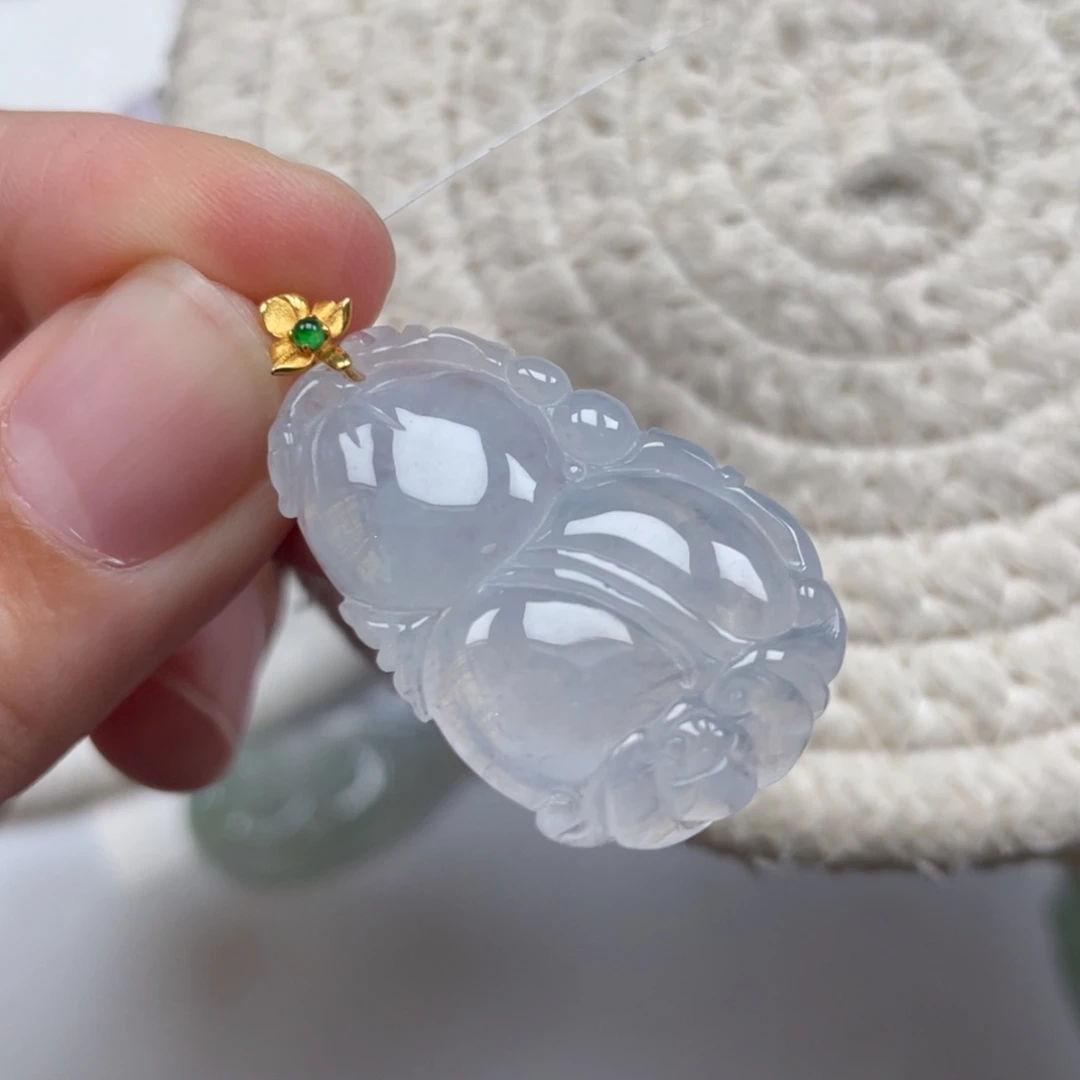 翡翠18K金镶嵌颈饰天然A货缅甸翡翠