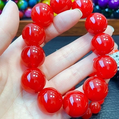 玛瑙/玉髓手链未镶嵌鸽血红20