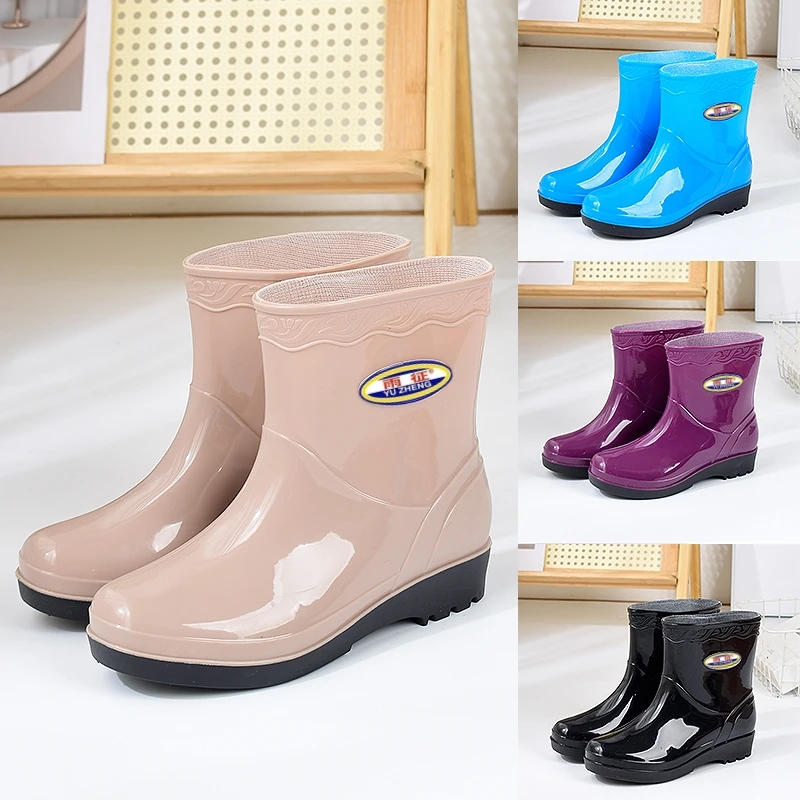 时尚加绒雨鞋防滑雨靴短筒女士外穿加厚低帮中筒耐磨厚底防水鞋女