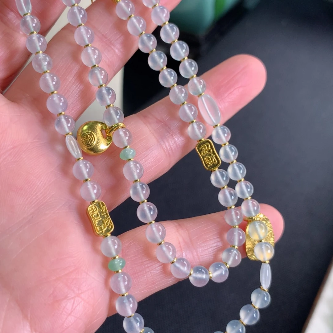 翡翠颈饰足银镶嵌项链