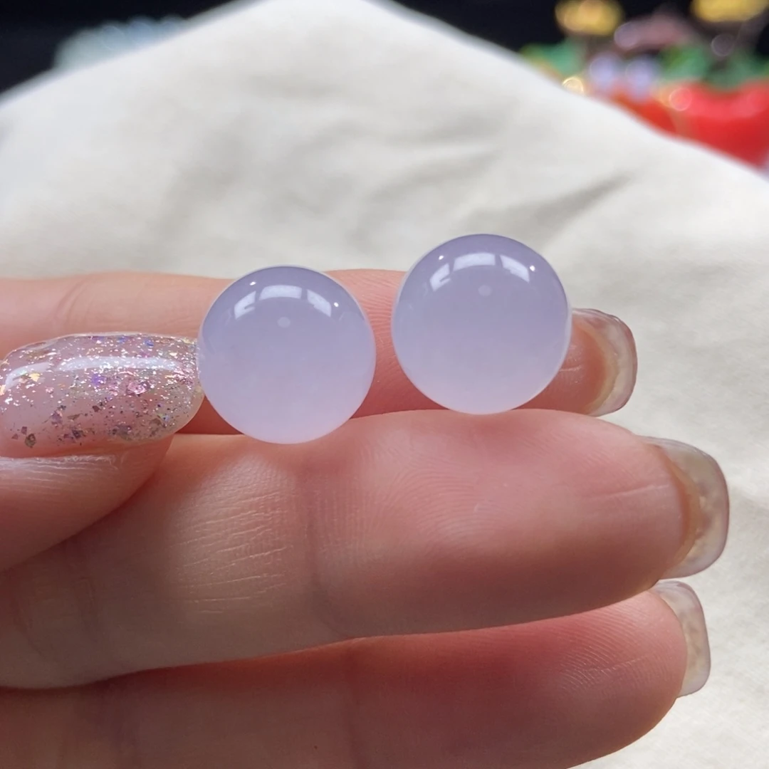 翡翠颈饰未镶嵌樱花粉圆珠12.8mm多样性发其一