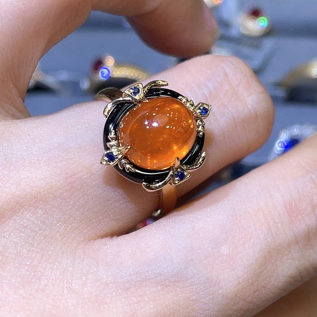 石榴石戒指18K金镶嵌7.36ct