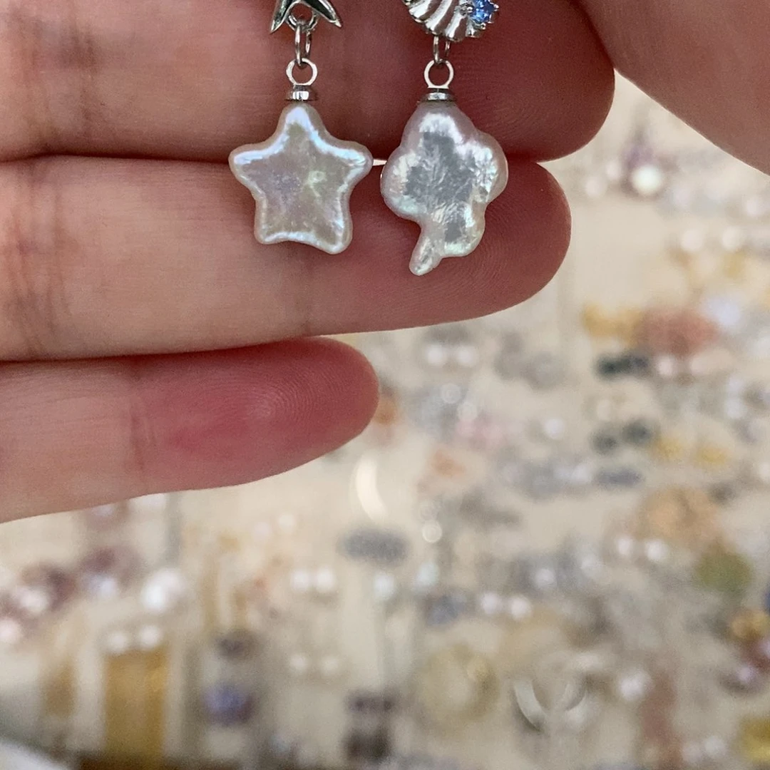 银S925镶嵌耳饰淡水珍珠