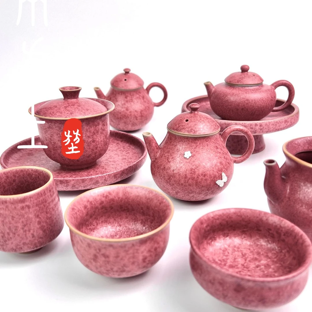 两方土 樱花窑变结晶万花茶壶陶瓷泡茶壶精致主泡器家用功夫茶具