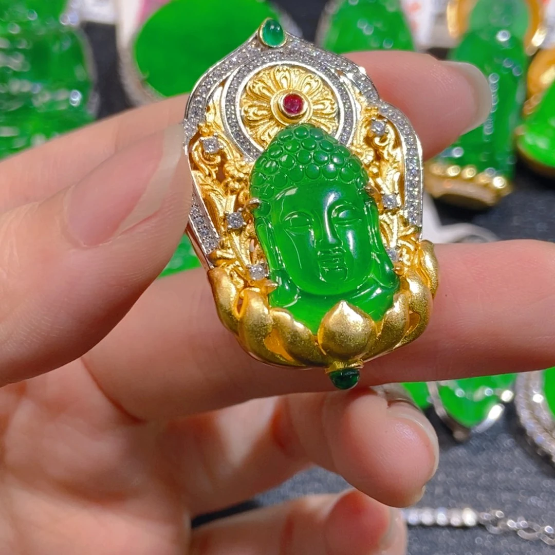 翡翠银S925镶嵌吊坠(不含链)