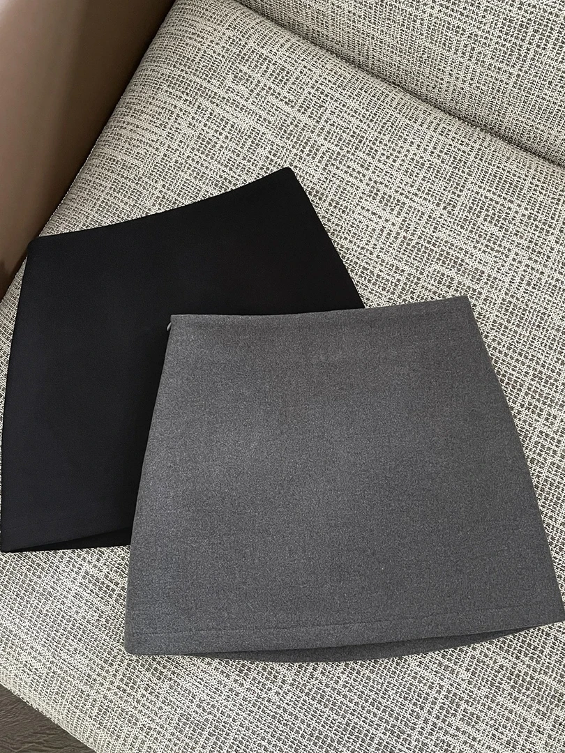 灰色毛呢半身裙女秋冬新款百搭显瘦a字裙高腰黑色毛呢包臀短裙子