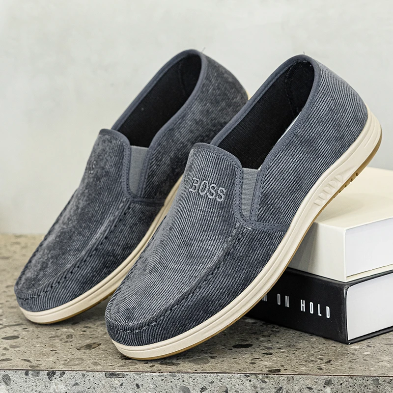 新款灯芯绒条绒款布鞋防滑透气软底休闲舒适男款老北京布鞋