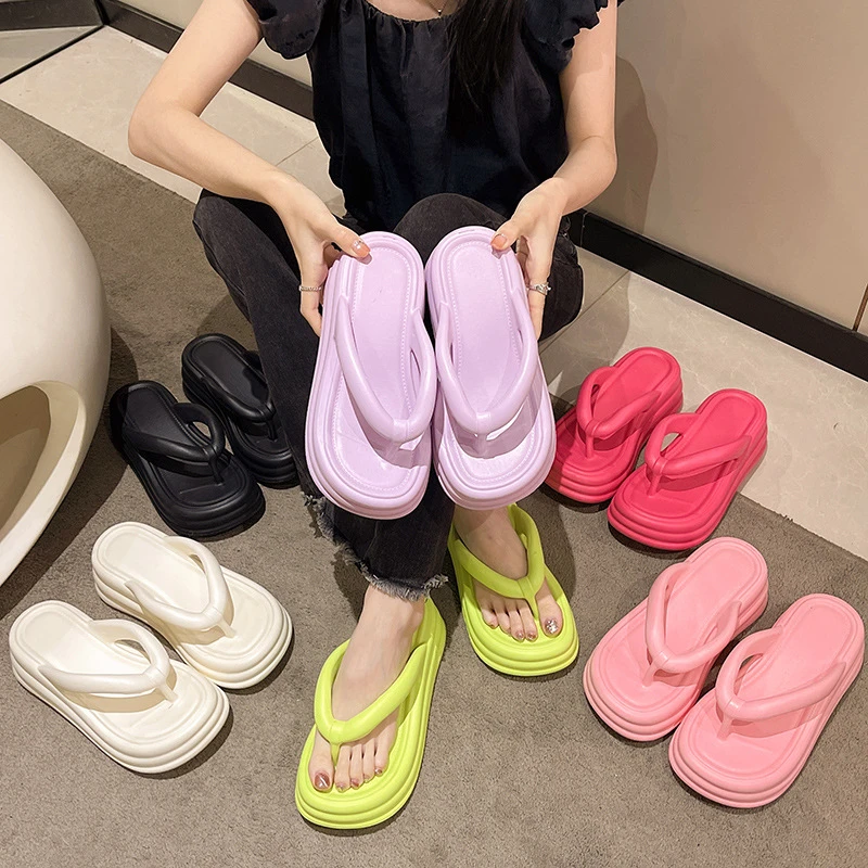 新疆西藏包邮eva女士厚底人字拖夏季外出无味ins度假松糕底夹凉拖