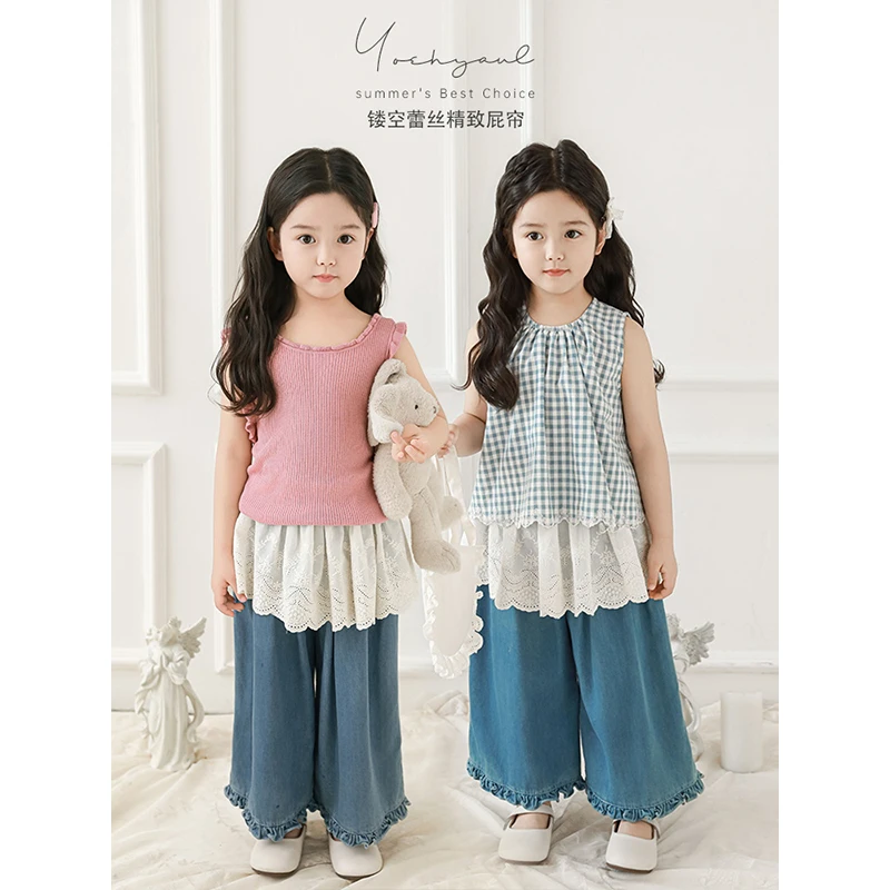 幼悠【甜美气泡】夏叁波蕾丝女童洋气镂空薄款纯棉外穿屁帘 S1741