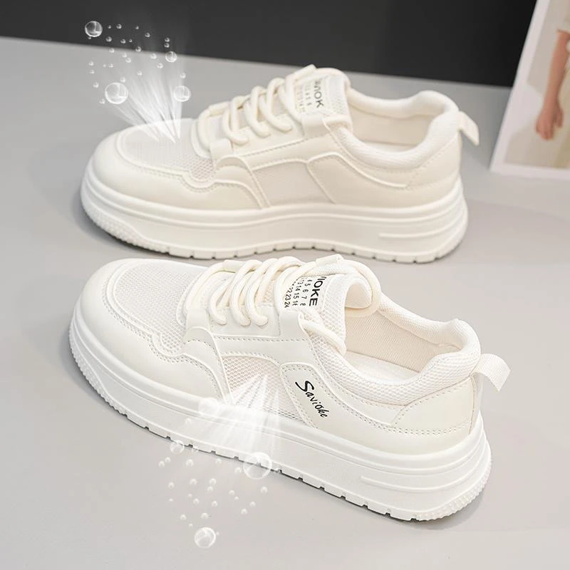 高级感真皮小白鞋女百搭夏季薄款透气网鞋2025新款显脚小休闲板鞋