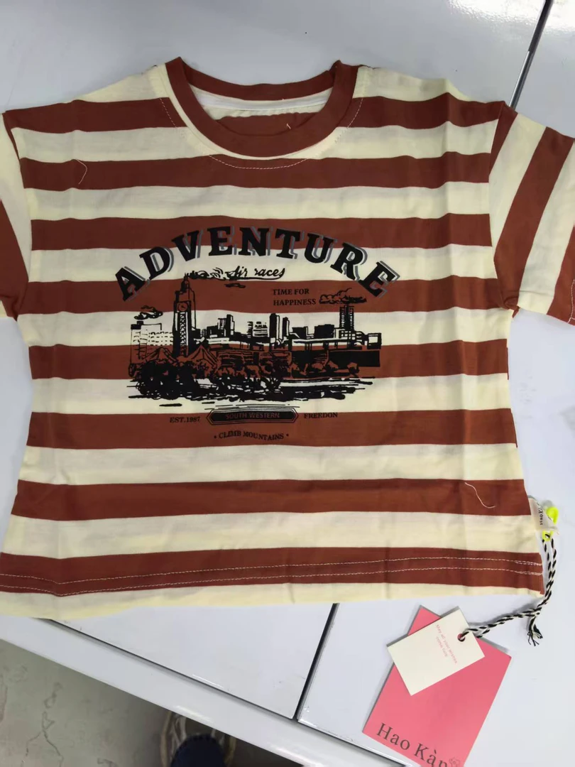 1182-夏季儿童韩版休闲条纹短袖T恤