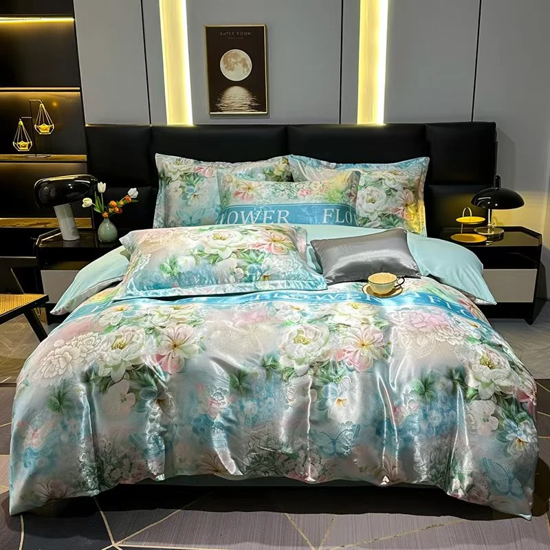 新款贡缎提花印花舒适柔软四件套W
