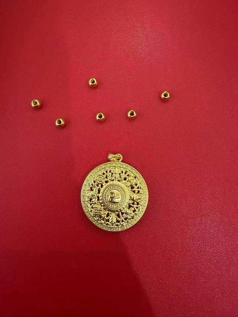 老庙足金八宝罗盘吊坠