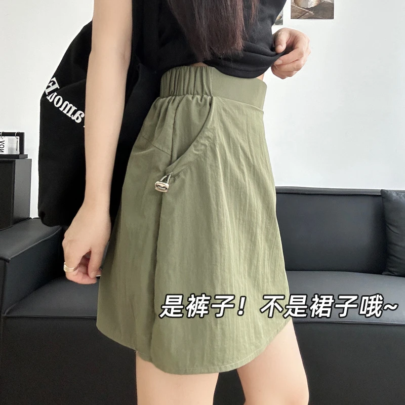 新款工装短裙女夏季防走光薄款半身裙高腰小个子显瘦冰丝运动裙裤