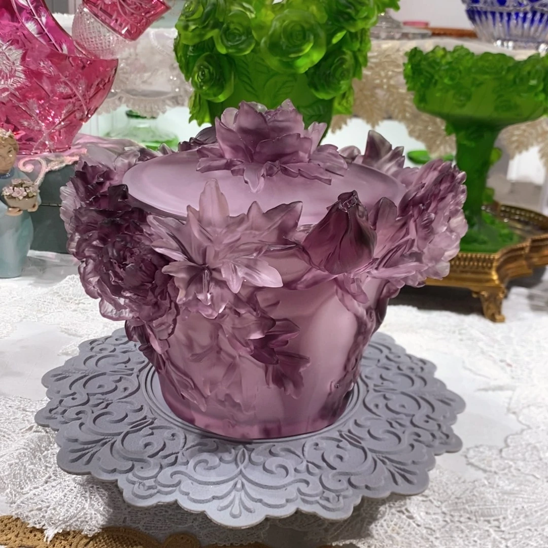 陶瓷QAA292脱蜡水晶牡丹花糖果罐