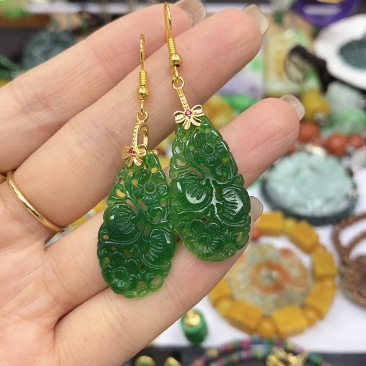 翡翠未镶嵌耳饰耳坠12