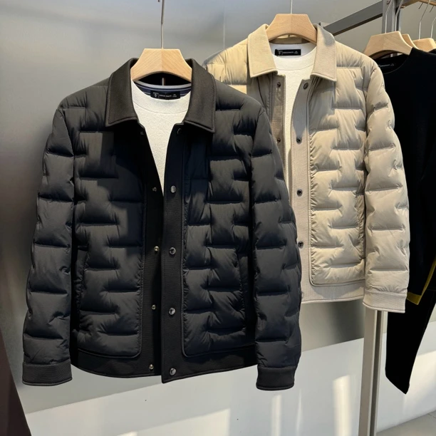 高品质男士翻领时尚修身夹克羽绒服