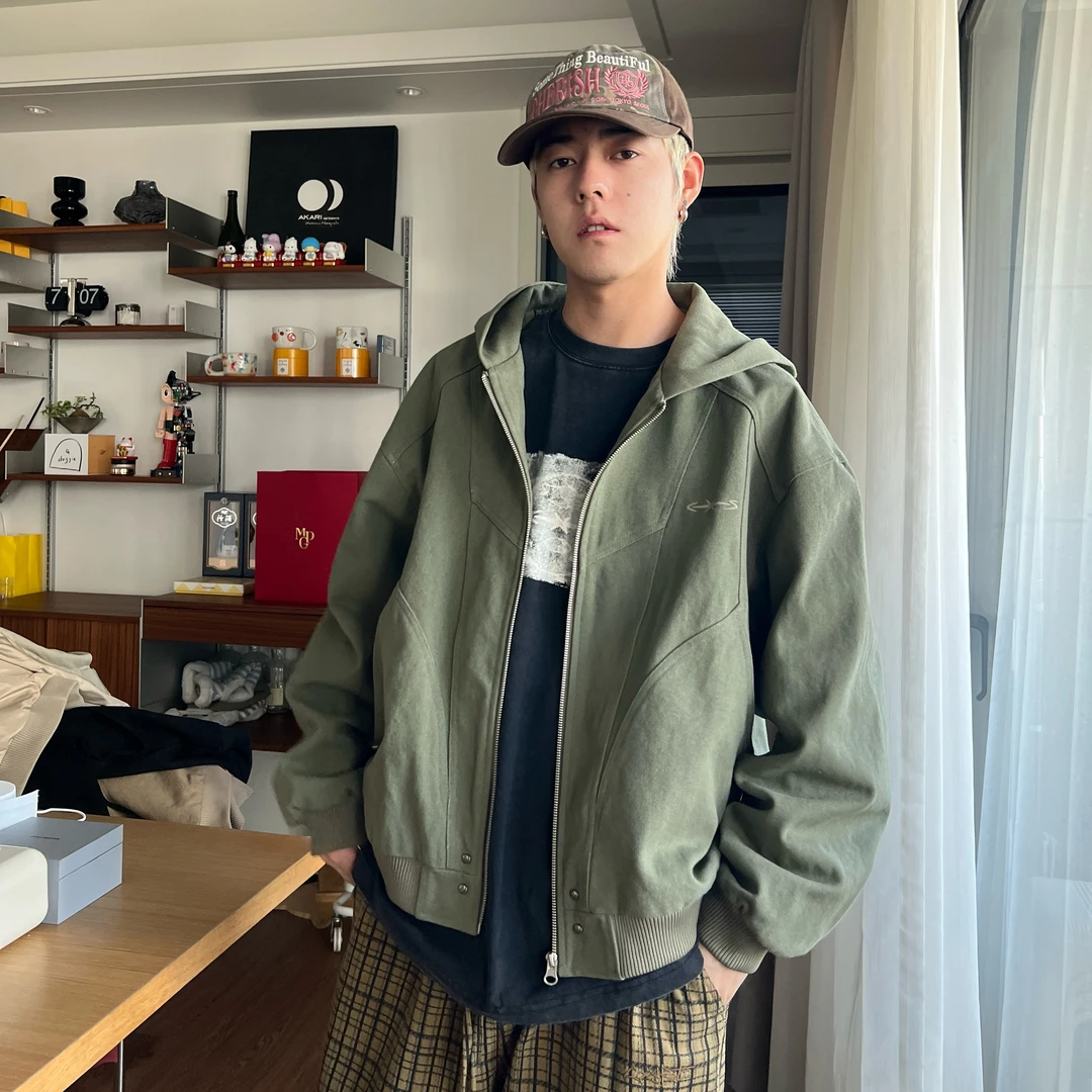 CoosRetro美式复古刺绣连帽座山雕男女春秋休闲百搭外套