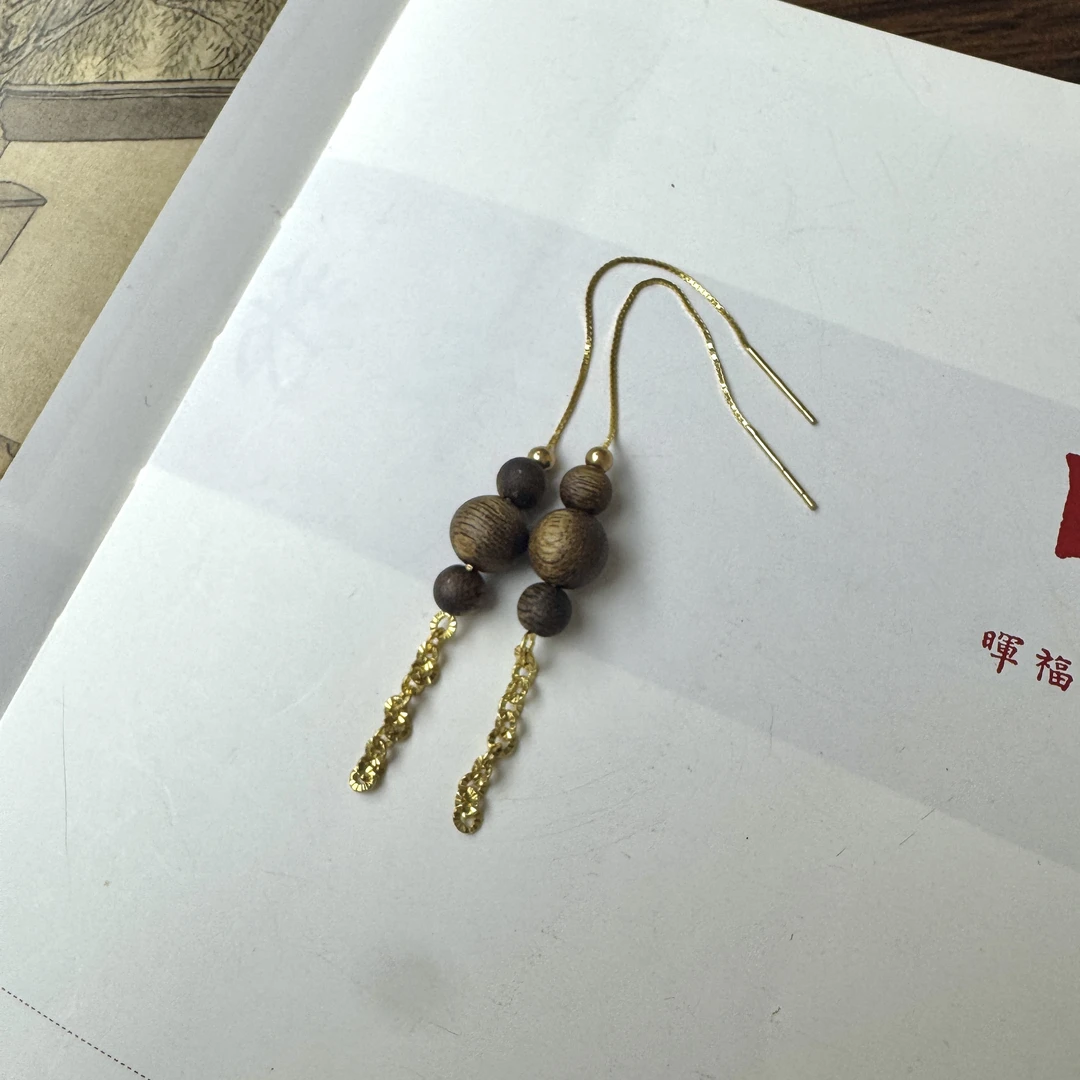 沉香圆珠耳线款 1570 L240534