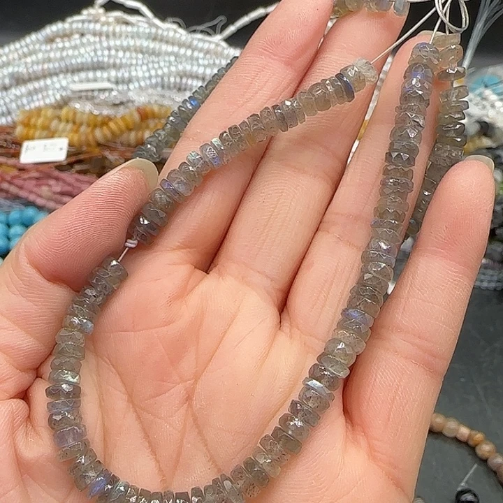 玛瑙/玉髓合金珠宝半成品拉长石5mm半条