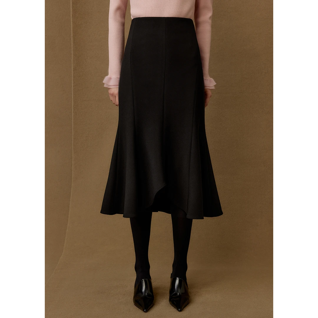 【曼德诗】半身鱼尾裙春秋冬时尚小黑裙包臀裙MC207310454