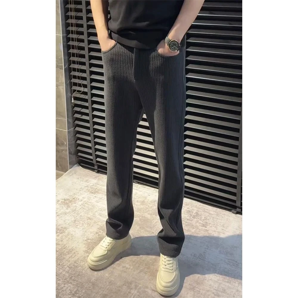 条绒气质商务风小西裤男士秋冬新款百搭垂感小直筒裤轻奢休闲长裤