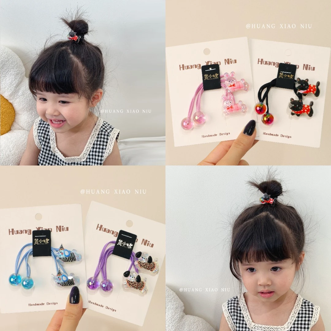 黄小妞儿童发饰女童可爱猫咪发绳可爱小动物小皮筋不伤发弹力皮筋