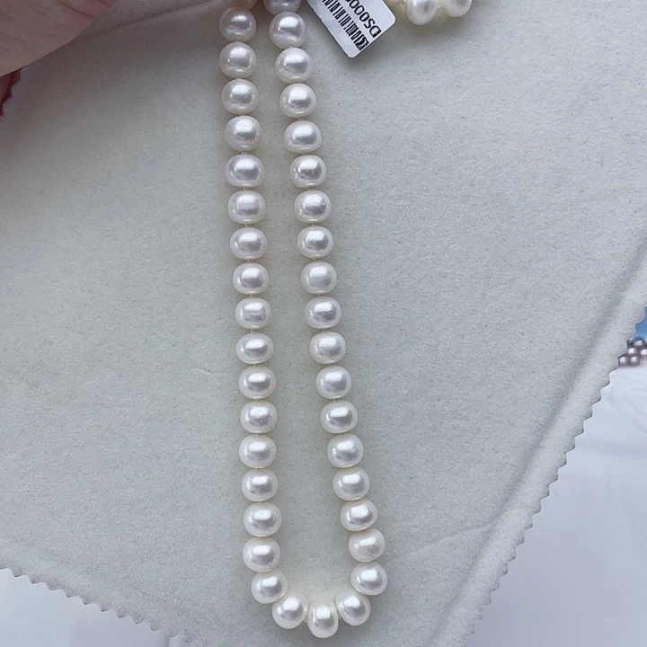 淡水珍珠银S925镶嵌颈饰卡10-11极光炫彩高品捡漏50长