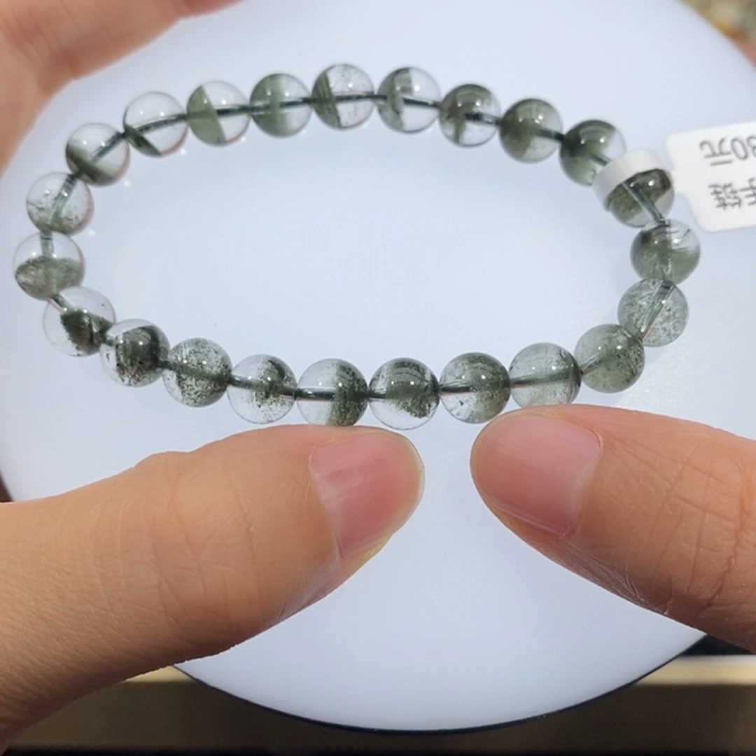 钢***儿水晶手链未镶嵌绿幽灵手链