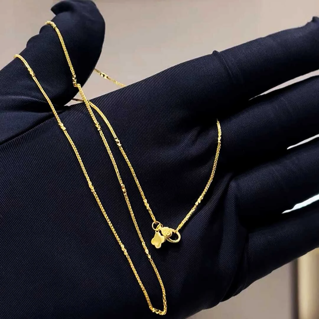 铜合金项链 金色流金岁月素链肖邦项链女款竹节四叶草吊坠锁骨链