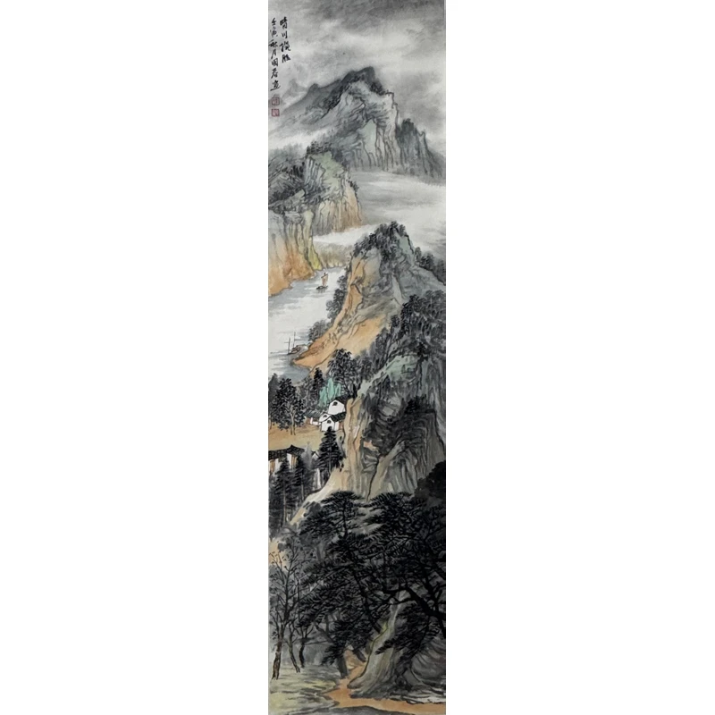 F03-1 当代《晴川揽胜》韦国春 138x35 纸本镜片