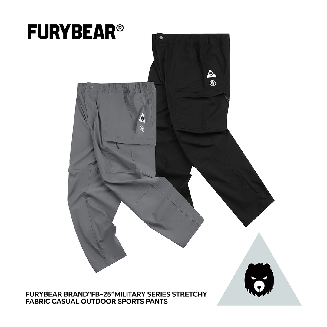 FURYBEAR熊怒FB-25军事风系列黑色灰色微弹面料休闲户外运动长裤