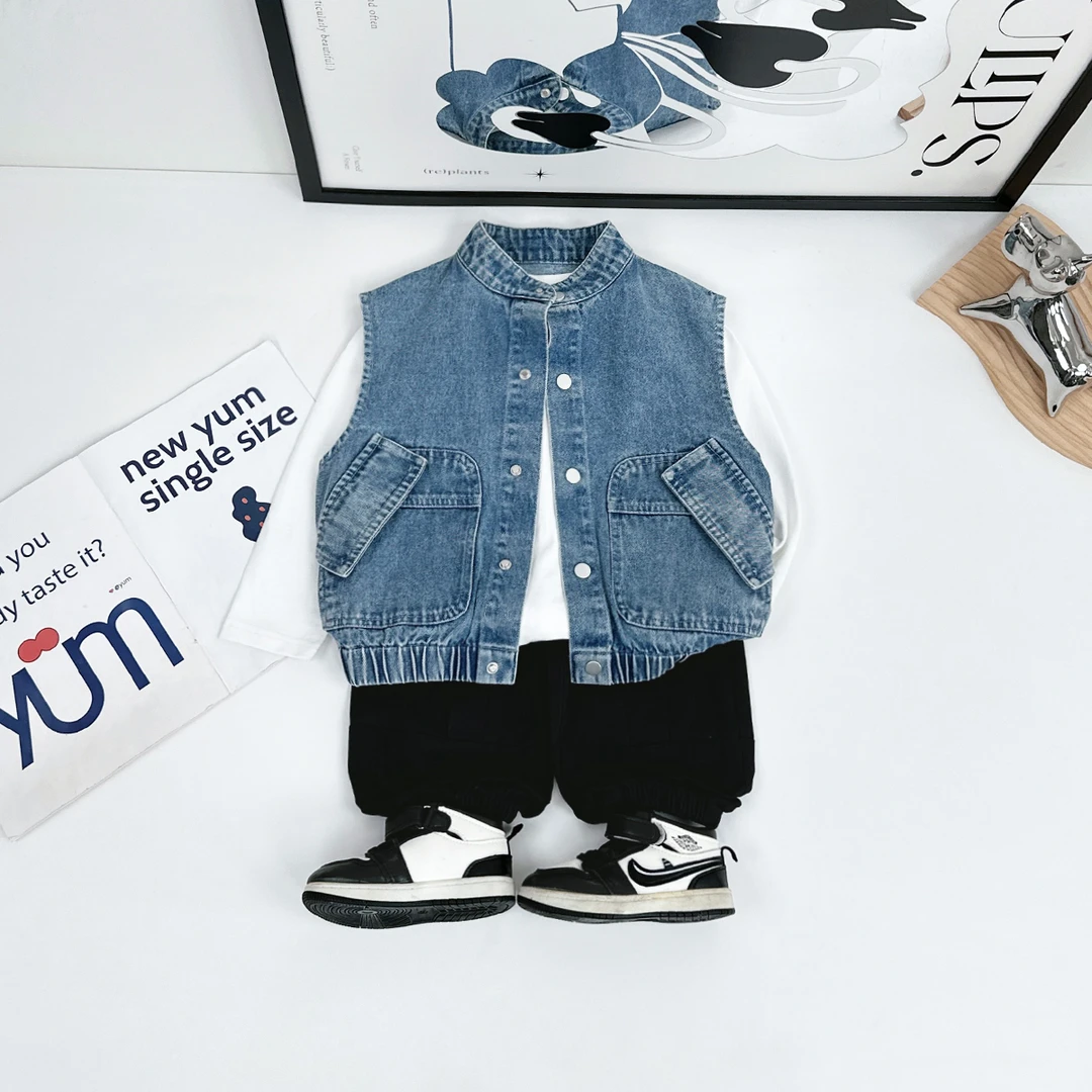 儿童牛仔马甲春秋2025新款春装男童外套潮 BQ25090N 悠悠童话童装