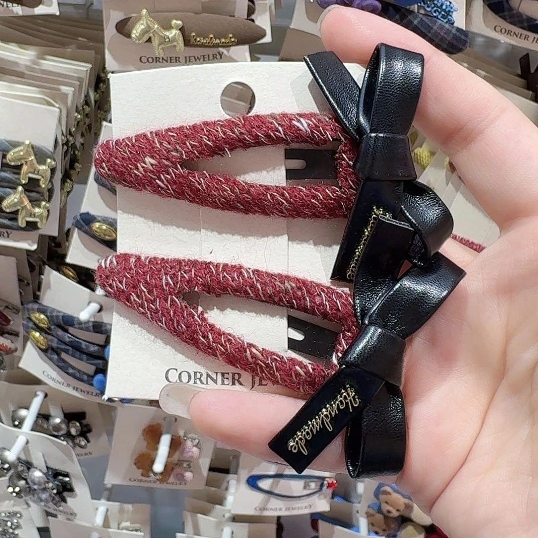 非金属布艺红色针织黑色蝴蝶结拜拜