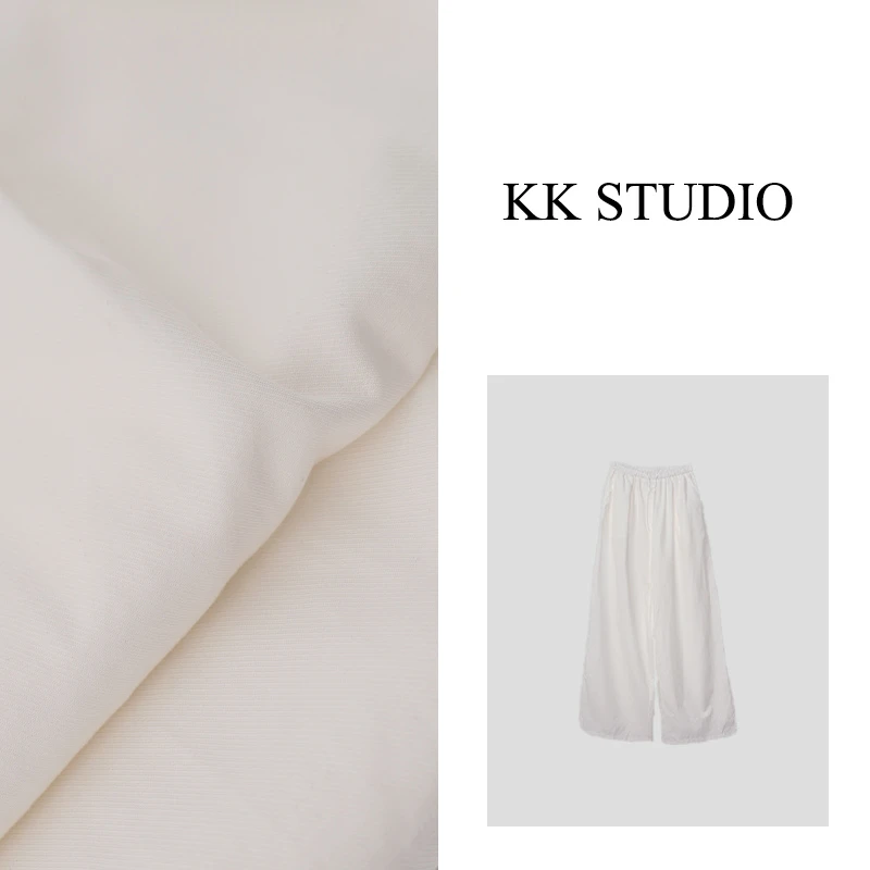 淇老板KK Studio夏季薄款松紧腰直筒阔腿裤简约百搭K975