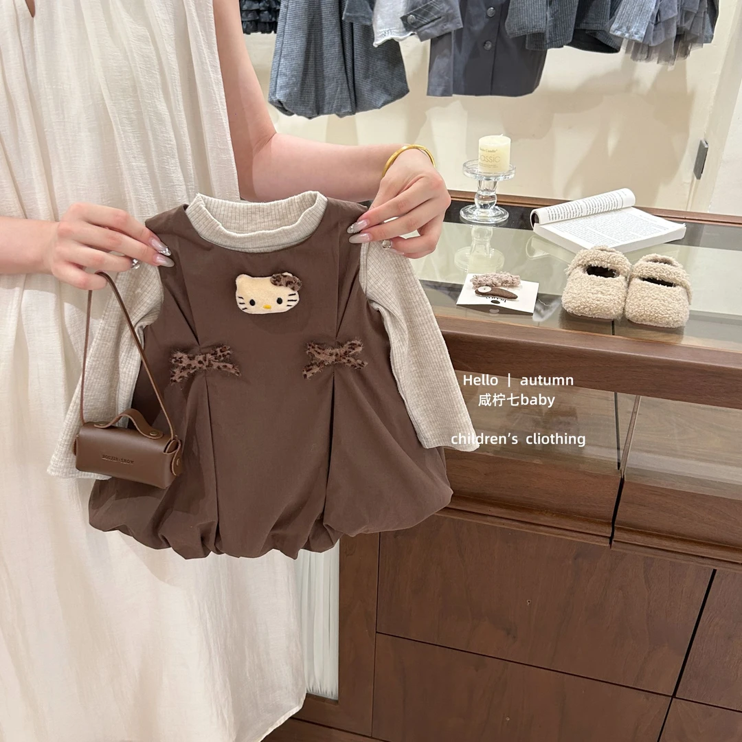 【咸柠七】原创！女童秋季韩系套装背心裙花苞裙女宝宝可爱连衣裙子