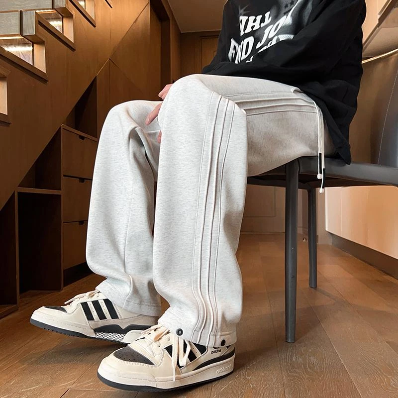 男士潮牌高街运动休闲裤重磅复古垂感直筒长裤子美式宽松阔腿男裤