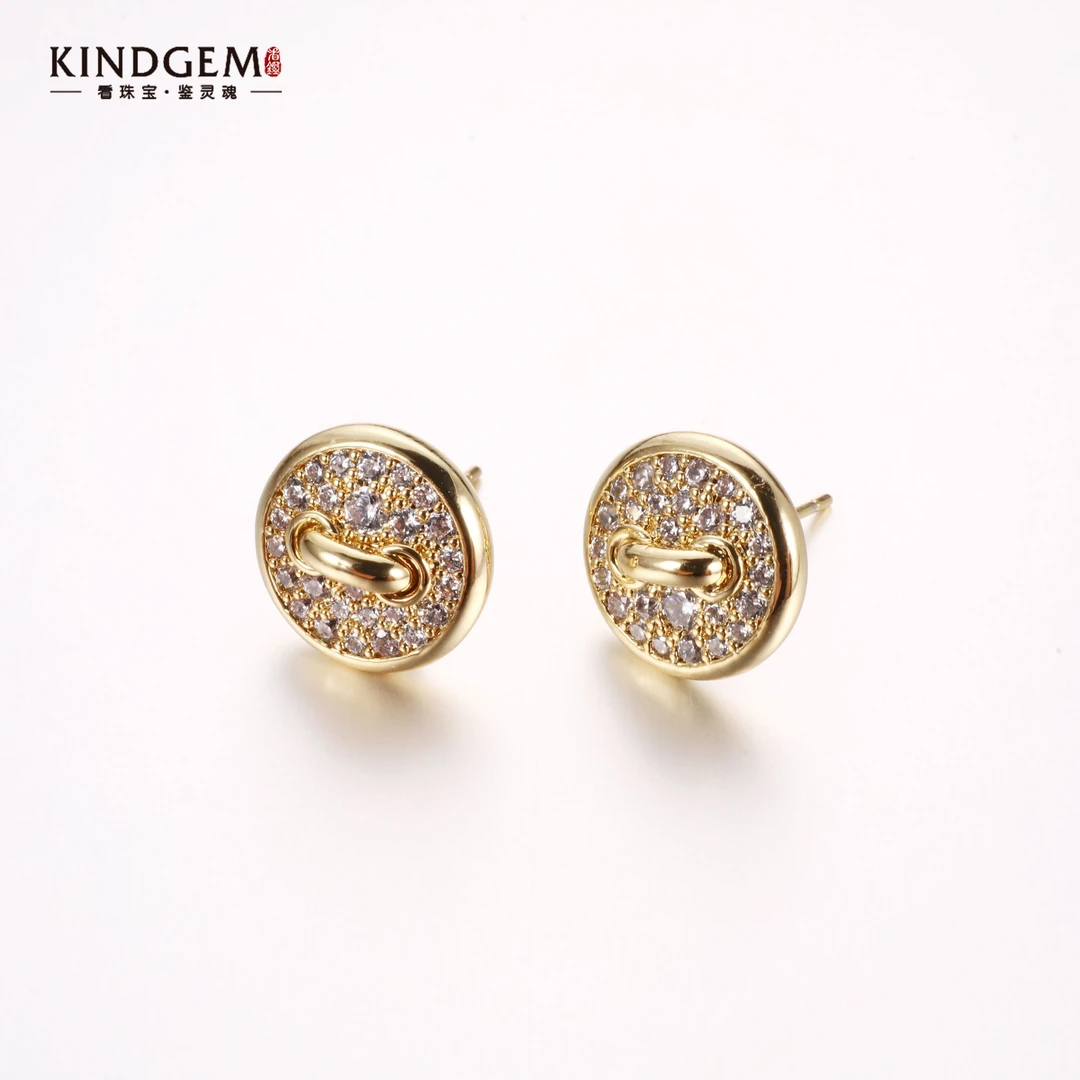 铜合金锆石耳饰 个性金色轻奢优雅镶嵌耳饰 C-30087