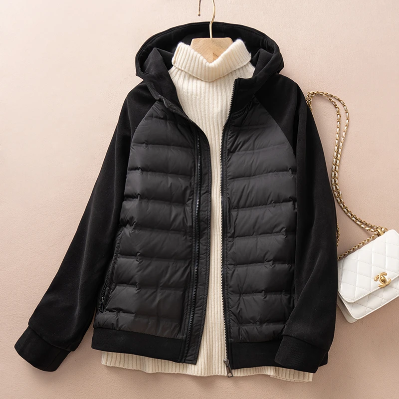 DUCURNO连帽羽绒服女冬季2026新款休闲轻薄保暖短款宽松百搭外套