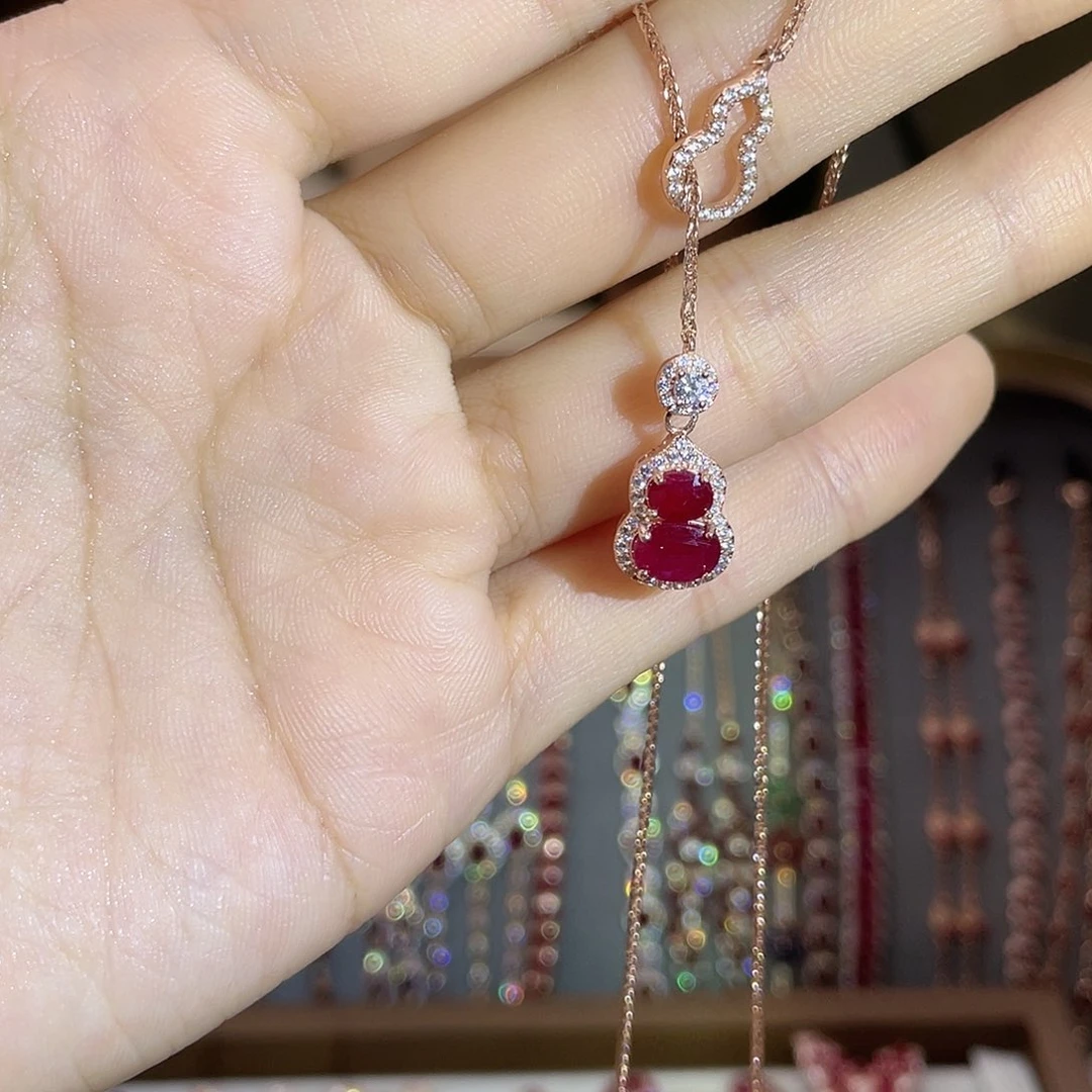 红宝石吊坠银S925镶嵌