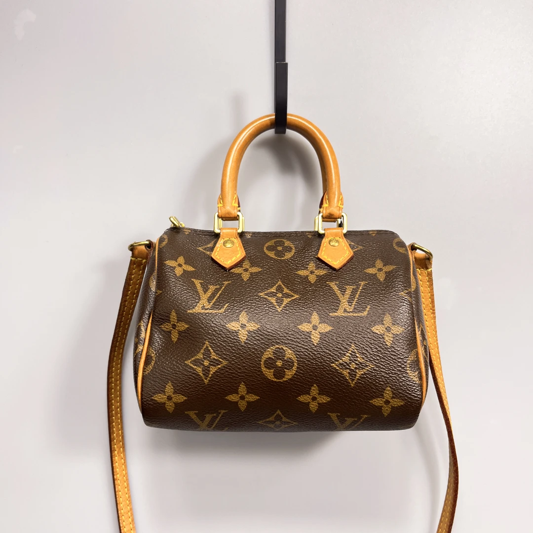95新 LouisVuitton/路易威登 复燃精选/老花speedynano斜挎包老款