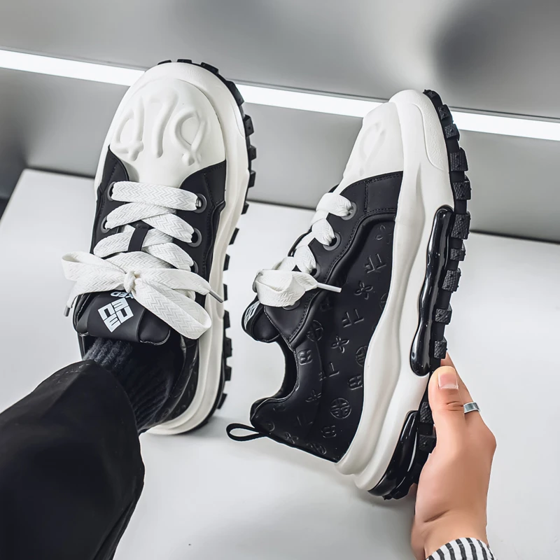 潮牌男鞋2025春季新款百搭增高男士休闲运动鞋耐磨厚底轻便老爹鞋