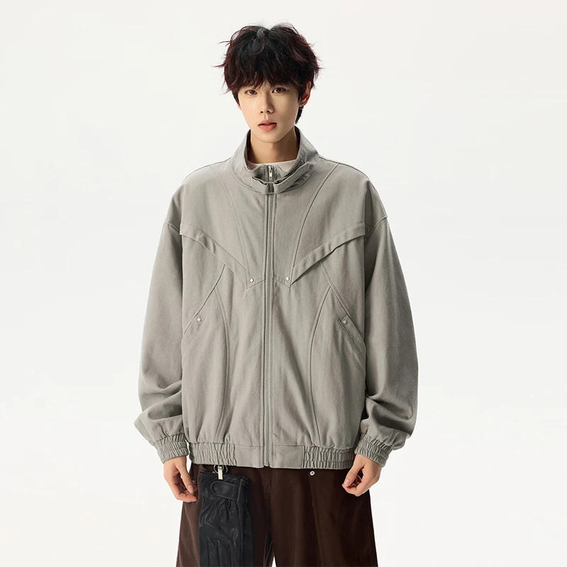 美式立体剪裁解构立领工装夹克男女宽松休闲cleanfit外套