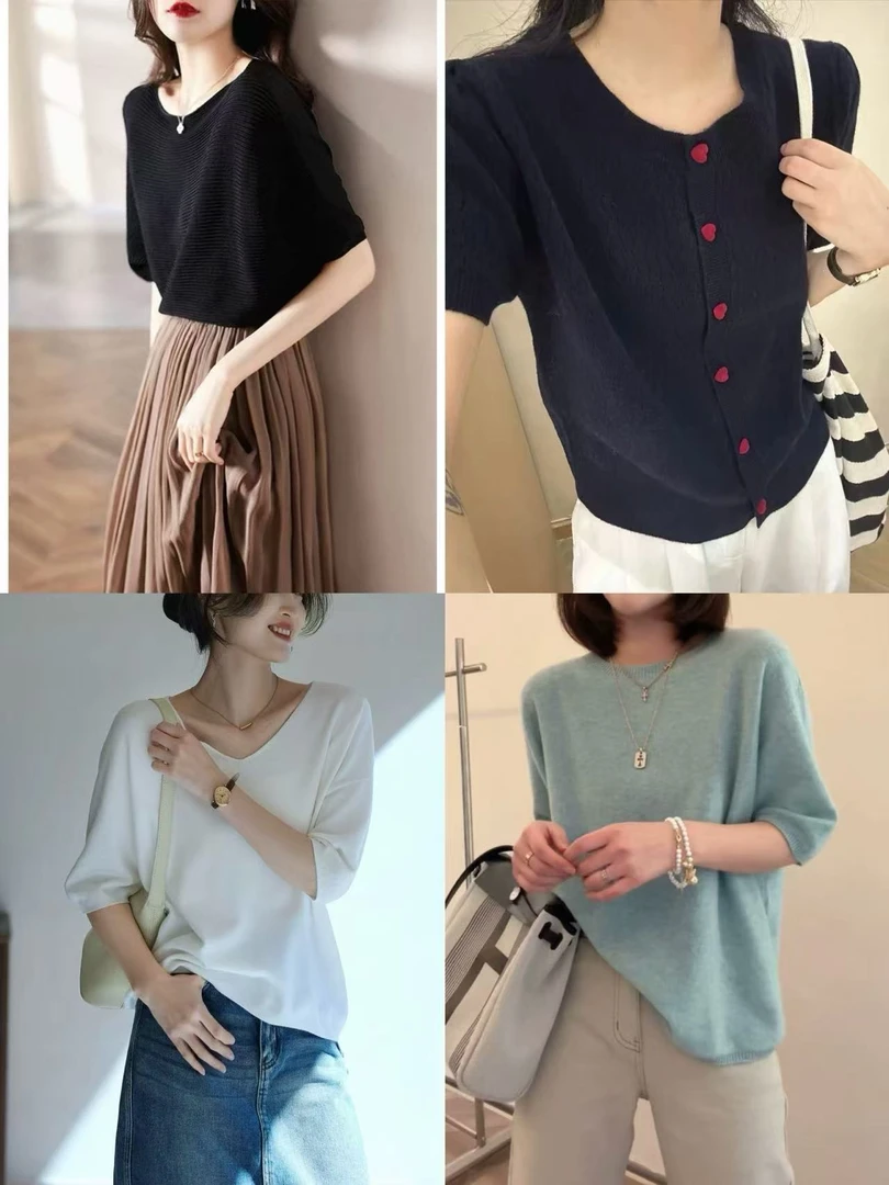 (001-099)2025新款女装休闲穿搭日常显瘦针织上衣百搭