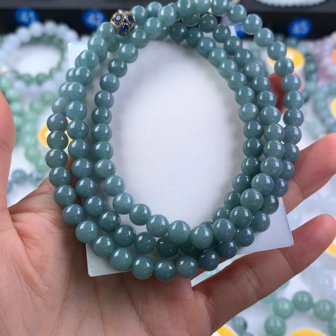 翡翠未镶嵌手链卡6.8